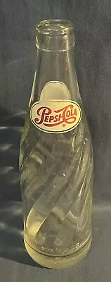 Vintage 1960s Soda Pop Bottle Pepsi 6 1/2 ~ 6.5 Oz Pepsi-Cola Swirl Clear Glass • $20