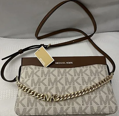 MICHAEL KORS Jet Set Long Conv Swag Xbody Vanilla/Lugg - New With Tags • $119.99