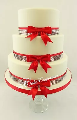 £13.99 • Buy Wedding Cake Bow & Ribbon Diamante Trim Set Lots Of Colour Options Cake Topper 