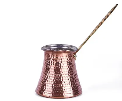 Turkish Copper Coffee Cezve Pot Hand Hammered In Turkey Wood Handle 12 Oz Turka • $21.95