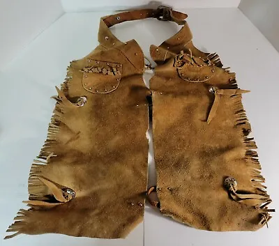 Vintage Kids Leather Chaps Western Cowboy Sears Large 5-6x • $70