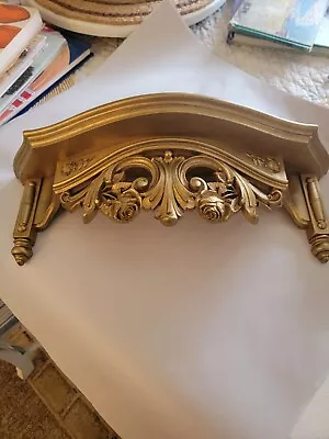 Vtg Homco Decor Wall Shelf Ornate Gold Hollywood Regency Roses MCM 19  X 8   • $29.23