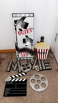 Movie Room Signs Wall Decor For Home Theater Or Family Room Popcorn Reels Rare • $200