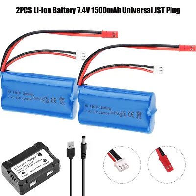 2x 7.4V 1500mAh Li-ion Battery JST Plug With Charger For RC Car Boat Helicopter • $27.54