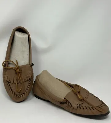 Minnetonka Soft Leather Moccasin Womens 8.5 Driving Moc Shoes EUC Brown • $17.99