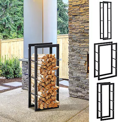 Metal Firewood Log Holder Rack Tiered Balanced Base Side Rails • £32.99