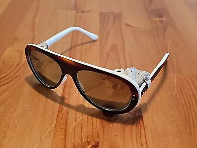 Vintage Ski Optiks Mountaineering Styled Sunglasses White/Tortoise Shell France • $45