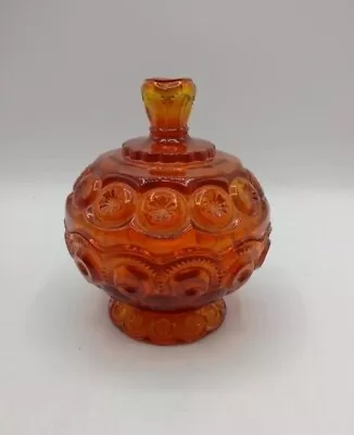 LE Smith 6  Moon And Stars Ruby Red Glass Pedestal Lidded Candy Compote • $39.99