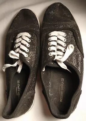 Mossimo Supply Black & Glitter Fabric Shoes Sneakers Man-made Womens 9 • $11.99