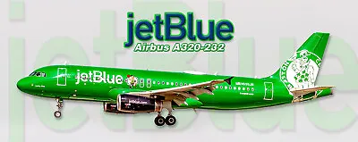 JetBlue Boston Celtics Colors Airbus A320-232 2  X 5  Fridge Magnet (PMT1734) • $7.95