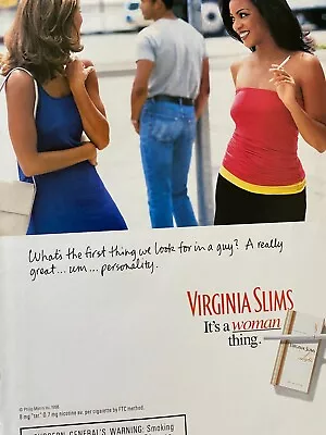 Virginia Slims Cigarettes Full Page Vintage Print Ad • $1.99