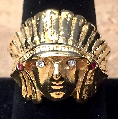 Vintage Yellow Gold Plated Men’s Indian Brave Ring Size: 12 • $49.95