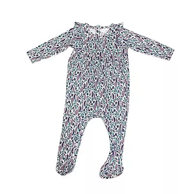 MARQUISE Baby Romper 6 To 12 Month One Piece Footed Bodysuit Size 0 Frill Print  • $9.99