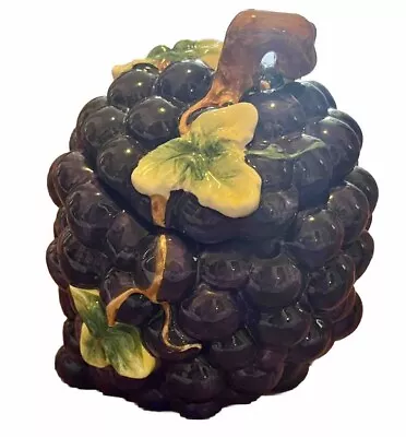 Vintage Ceramic Tilting Grapes Cookie Jar 8 X 4” • $31.43