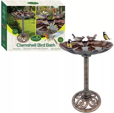 £14.70 • Buy Clam Shell Design Bird Bath 80cm X 52cm Garden Outdoor Decor Weatherproof 