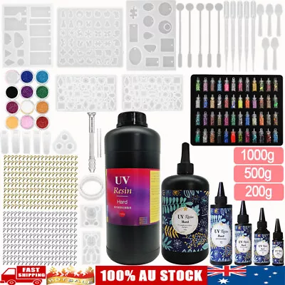 Hard UV Resin Glue Crystal Clear Epoxy 489Pcs Silicone Jewelry Mold Casting DIY • $74.99