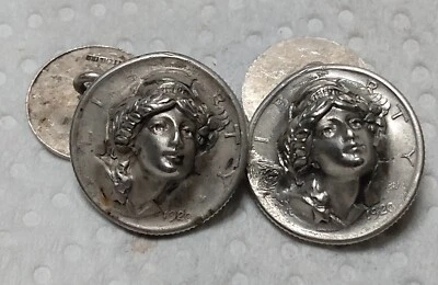 $49.99 • Buy Vintage /Antique ADLER High-relief Repoussé 1926 Silver Mercury Dime Cufflinks