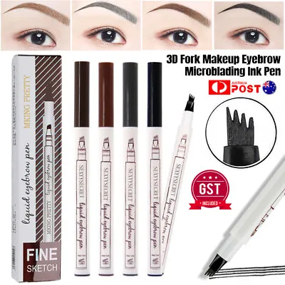 Eyebrow Pencil Microblading Tattoo Waterproof Fork Tip 3D Makeup Ink 4 Fork Pen • $7.05