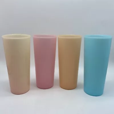 Lot Of 4 Vintage Tupperware Pastel Rainbow 16oz. Tumblers Cups • $12.95