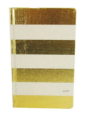 $9.85 • Buy KATE SPADE NEW YORK Vanilla/Gold  Stripe Linen 12 Month Agenda 2017 Book $40.00
