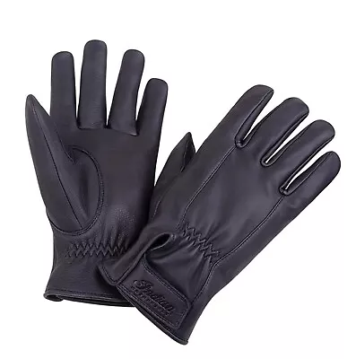 Genuine Indian Motorcycle Men's Deersking Strap Gloves Black Free Shipping • $84.99