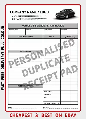 A4 Invoice Pad GARAGE / MECHANIC Service Book  FREE P&P  DUPLICATE NCR PAD • £13.50