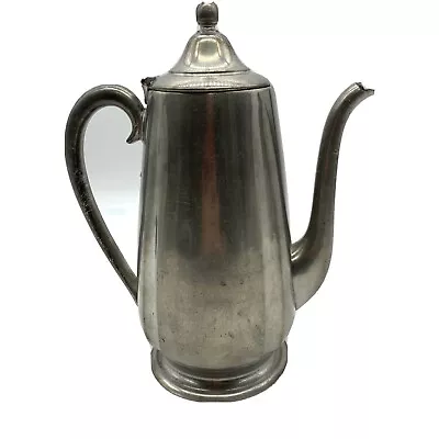 Pewter Vtg Coffee Pot Crescent Pewter 1605 Circa 1930 10 Inches High • $19.90