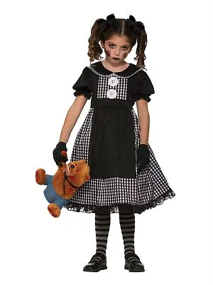 Dark Rag Doll Costume Halloween Gothic Child Girls Fancy Dress Outfit • £15.83