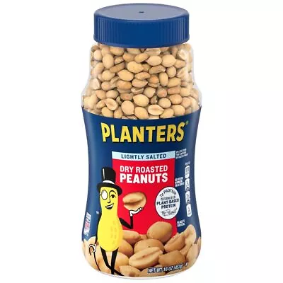 PLANTERS Lightly Salted Dry Roasted Peanuts 16 Oz. Resealable Jar Case Of 12 • $21.99