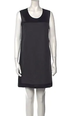 Stella McCartney Black Wool & Satin Shift Dress Size Medium • $45