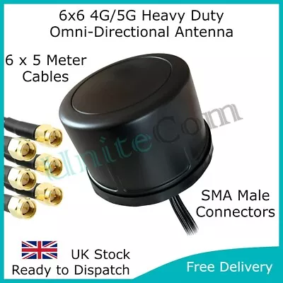 £209.95 • Buy 4G/5G 6x6 Heavy Duty Antenna 6 Port/Input MiMo Home Vehicle Outdoor External SMA