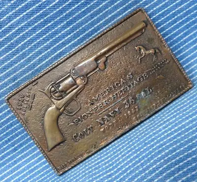 Colt Navy 36 Cal Pistol Promo Belt Buckle Rampant Pony Logo Vtg 70s      .TWY794 • $19.95