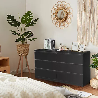 Modern 6 Drawers Dresser Double Storage Dressers Chests Of Drawers For Bedroom • $174.79