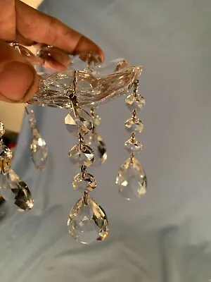 $19 • Buy 7 Vtg Bobeches W5 Victorian Crystal Glass 4  Cut Prism Chains For Chandelier