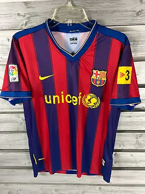 Nike FitDry FC Barcelona Unicef Striped Soccer Futbol Jersey Youth L • $20.09