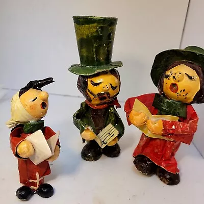 Vintage Musical Christmas Carolers Handmade Paper Craft Top Hat Scarfs Family • $19.49