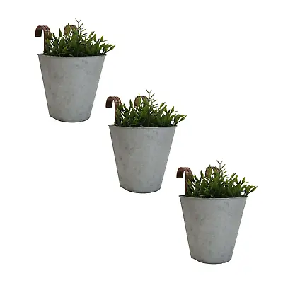 3PC Galvanised Metal Copper Planter Balcony Wall Garden Fence Zinc Plant Pot • £20.95