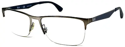 RAY-BAN RB6335 2855 Gunmetal Gray Matte Half Rimless Eyeglasses Frame 56-17-145 • $64