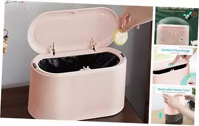 Mini Trash Can With Lid Press-Type With Removable Inner Plastic Small Pink • $20.30