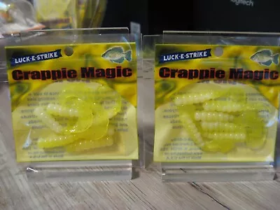 2 Packs Luck-E-Strike 2  Crappie Magic Grubs Soft Fishing Swim Baits Chartreuse • $6.26