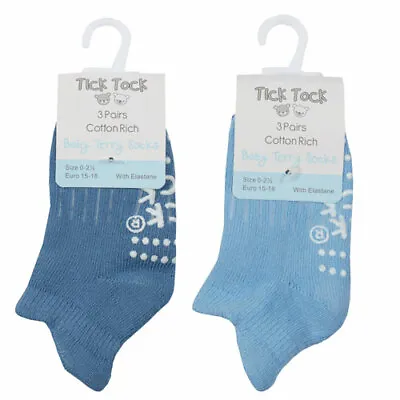 £3.99 • Buy Baby Boys 3 Pairs Terry Trainer Gripper Socks Size 0-0 0-2.3 3-5.5 Age 0-2