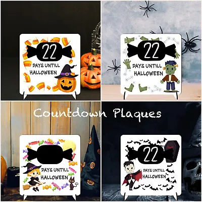 Wooden Reusable Halloween Countdown Chalkboard Days Until Pumpkin Witch Vampire • £4.99