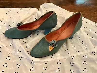 1920’s 30’s Sweet Blue Flapper Dance Shoes Slippers 5 1/2 • $256.35