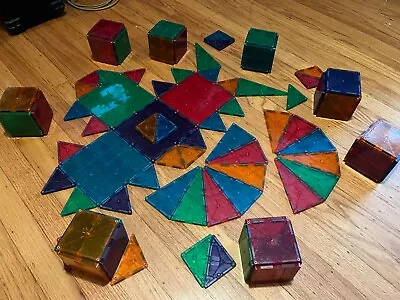 Magna-Tiles 100 Piece Set Clear Color Toy Magnetic Building Tiles • $49