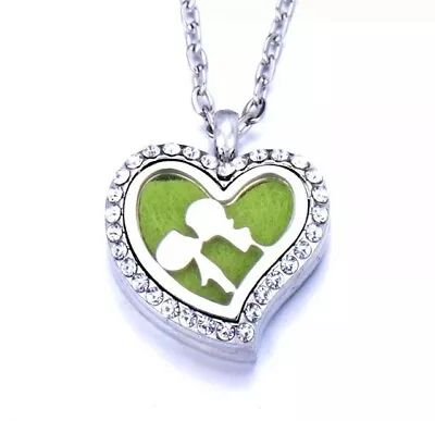 Couple Kissing Heart Locket Aromatherapy Essential Oils Diffuser Necklace • $16.90