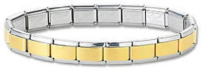 Italian Charm Bracelets Stainless Steel Starter Gold Center 9 Mm Modular Links • $13.99
