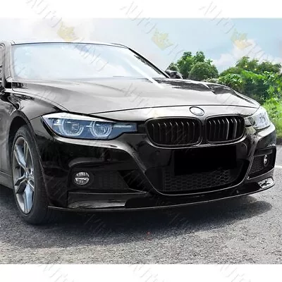 Fit 2012-2018 Bmw F30 3-series M-tech M-sport Painted Black 2pc Front Bumper Lip • $67.24