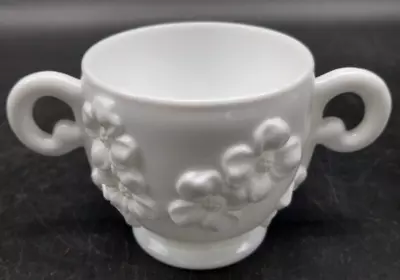 Vintage Westmoreland White Milk Glass Sugar Bowl Dogwood Flower Pattern • $11.99