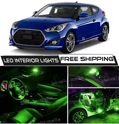 10x GREEN Interior LED Lights Package For 2012-2017 Hyundai Veloster + FREE TOOL • $10.97