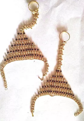 £17.99 • Buy Indian Wedding New Bridal Pair Hath Panja Rhinestone Gold Plated Bracelet